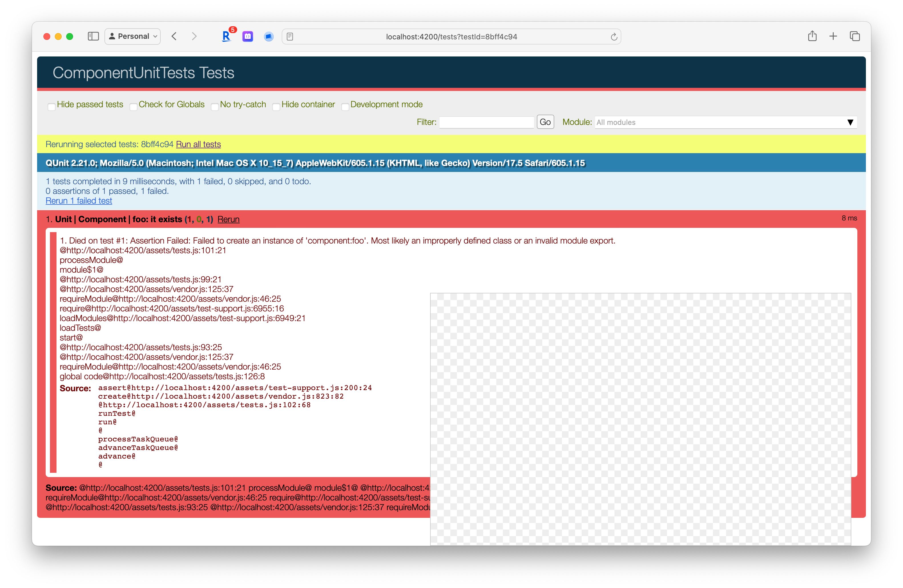 Failing Glimmer component unit test